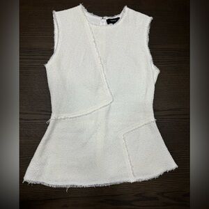 White Textured Sleeveless Top